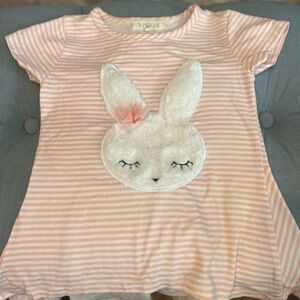 Striped Pink and White Bunny T-Shirt